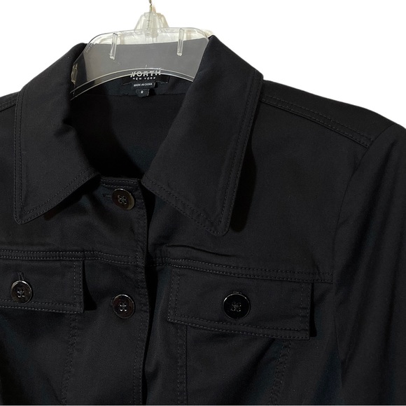 Worth Black Ruffle Hem Button Up Pocket Short Utility Jacket Blazer Women Small - Picture 5 of 15